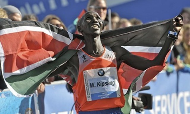 Wilson Kipsang winning the 40th Berlin Marathon